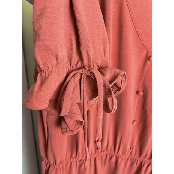 Näif‎ Women's Maxi Dress Button Front Coral Short Sleeve 1X - Picture 4 of 8